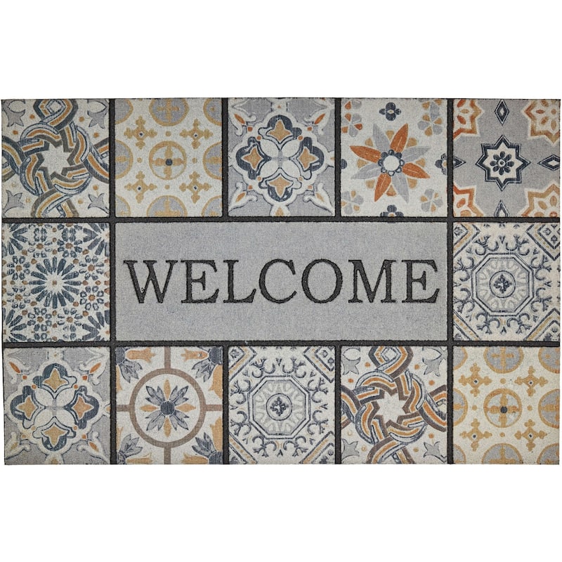 Mohawk Home Welcome Tiles All Weather Recycled Rubber Door Mat - 1'11" x 2'11" - Blue