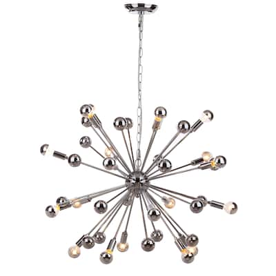 SAFAVIEH Lighting Starburst Sputnik 20-light Chrome Chandelier - 31"x31"x22-94"