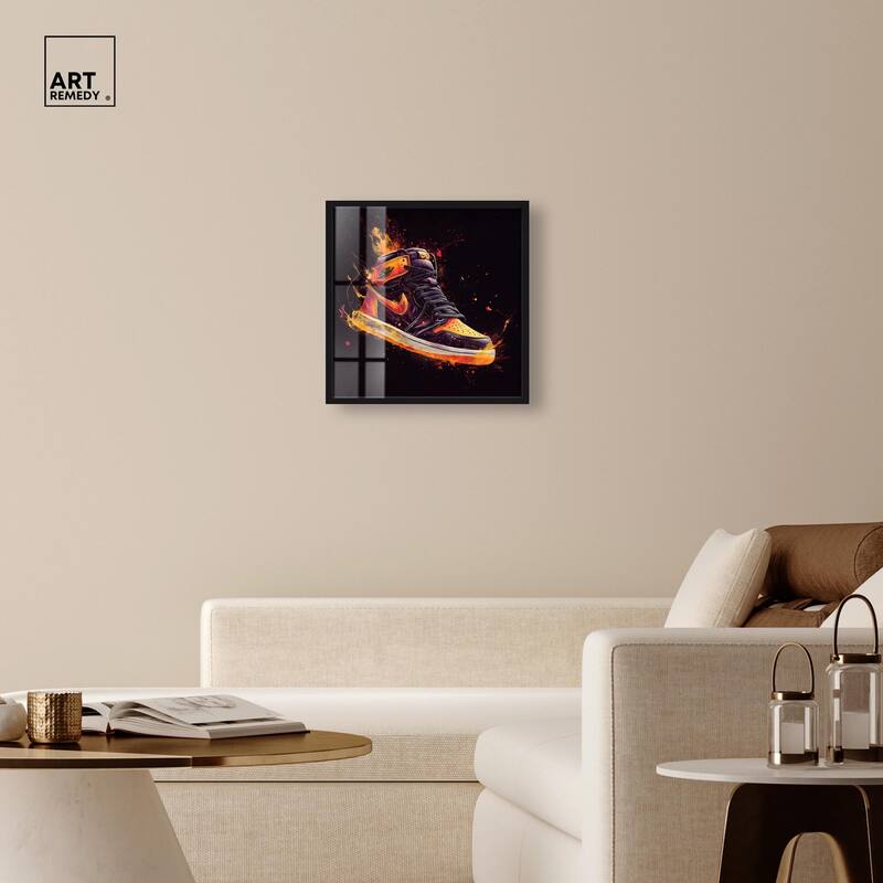 Jumpman on Fire II Shadowbox by Art Remedy