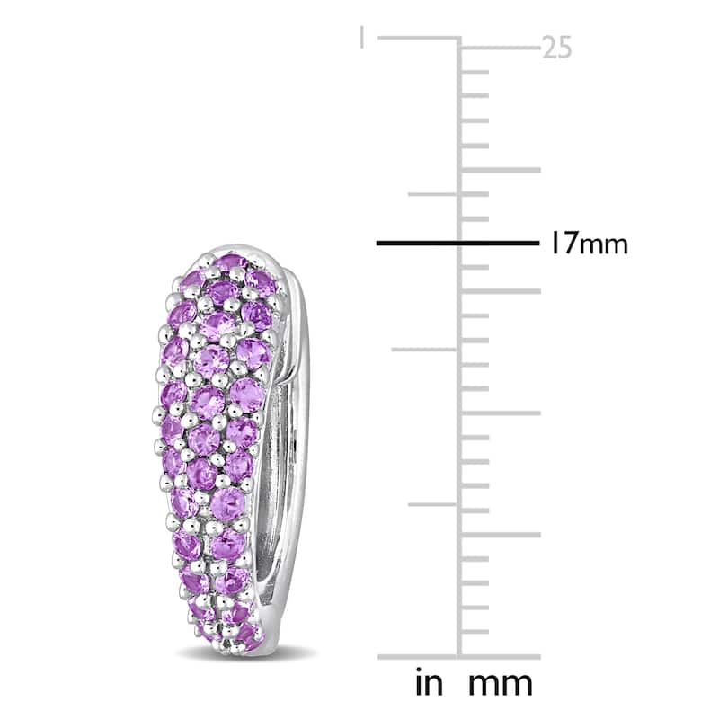 Miadora 10k White Gold Pink Sapphire Triple-Row Hoop Earrings