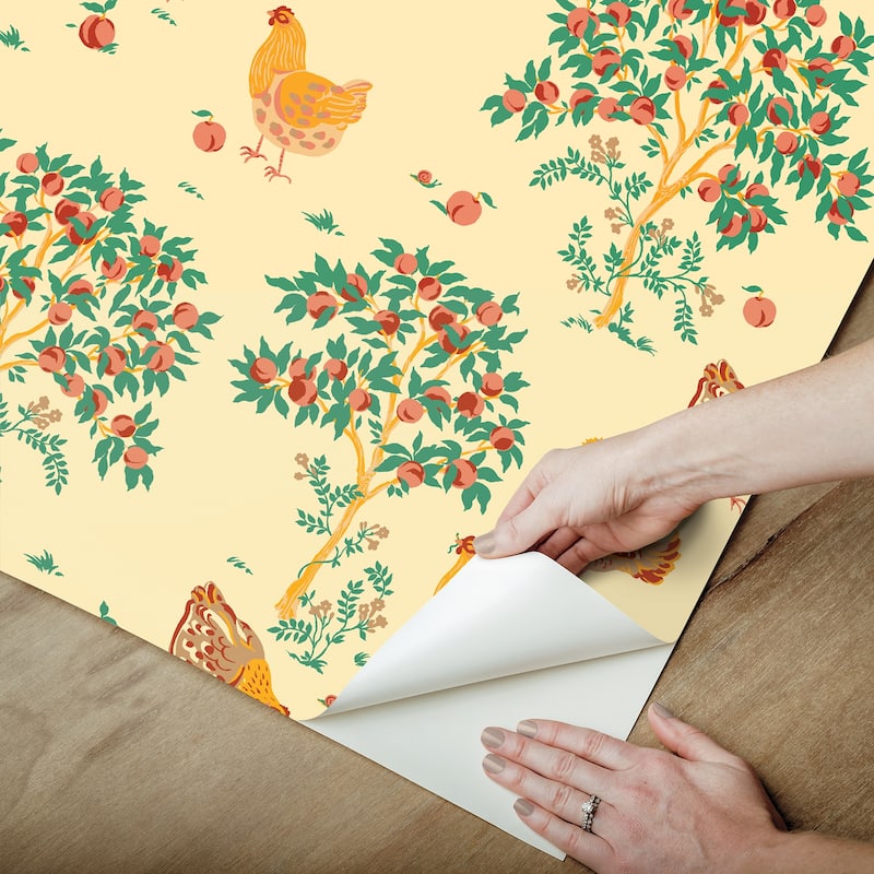 Hen House Butter Yellow Peel and Stick Wallpaper
