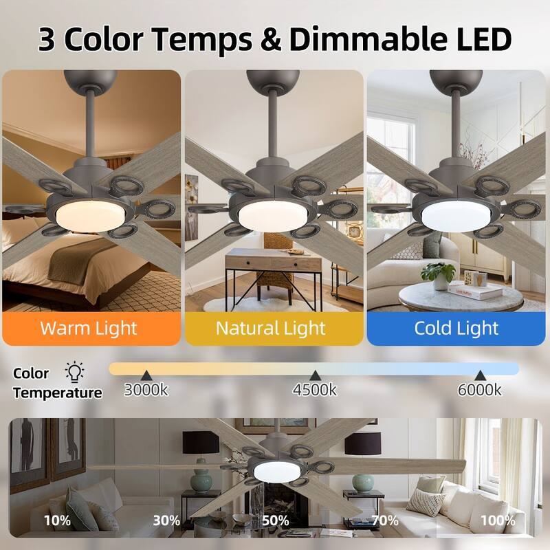 MLiAN 64 in 6 Playwood Blades Dc Motor Indoor Downrod Standard Ceiling Fan With Remote - 64''