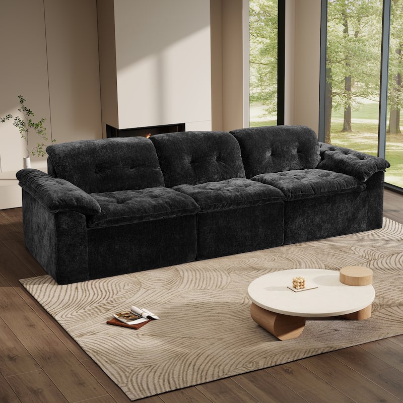 Rossetta 3-Seater Luxury Cloud Chenille Modular Sofa with Adjustable Footrest