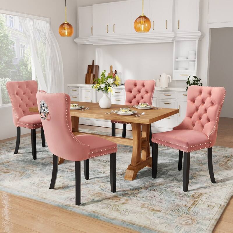 Tufted Naliheads Solid Wood Upholstered Dining Chairs Set of 8