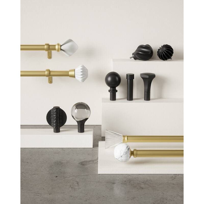 Modern Black Curtain Rod - Adjustable 42 to 120 Inch - 1 Inch Diameter - Home Decor - M