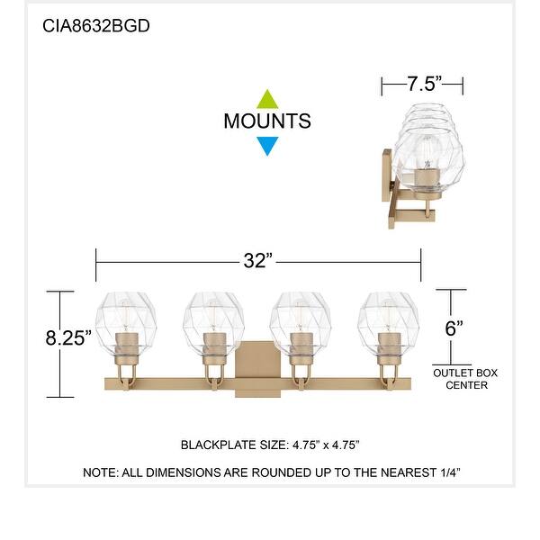 Celina 4-Light Bronze Gold Bath Light