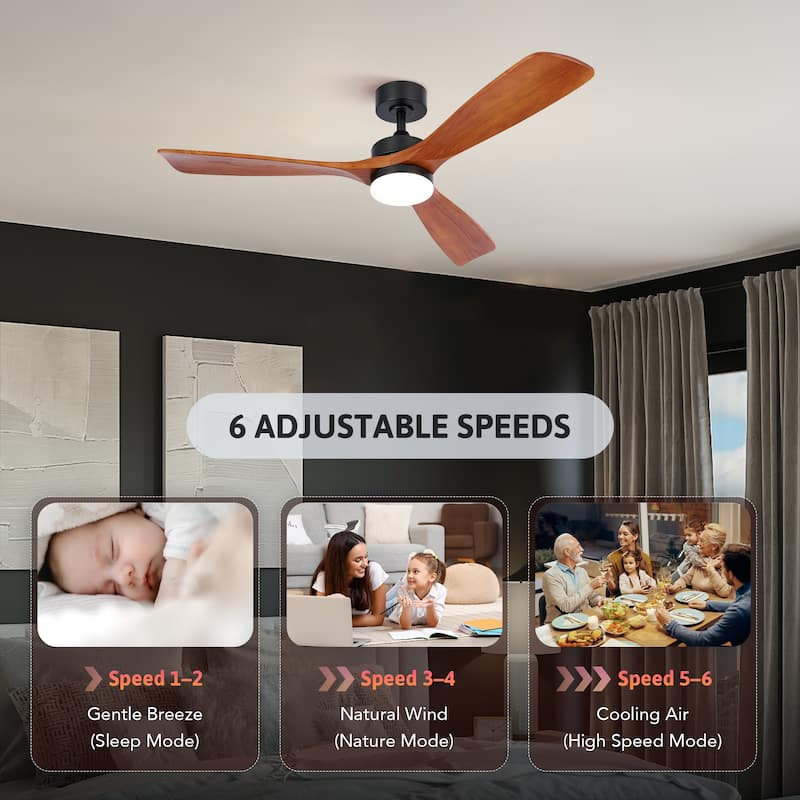 CO-Z 52" 3 Blade Modern LED Ceiling Fan with Light and Remote Control