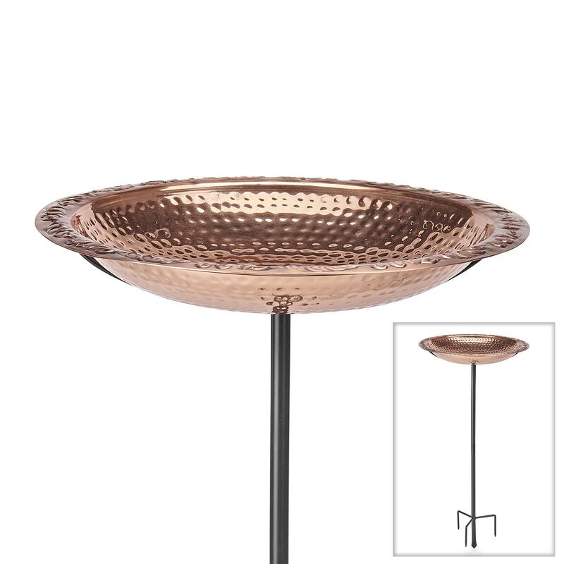 Pure Copper 18" Bird Bath on Garden Pole By Good Directions