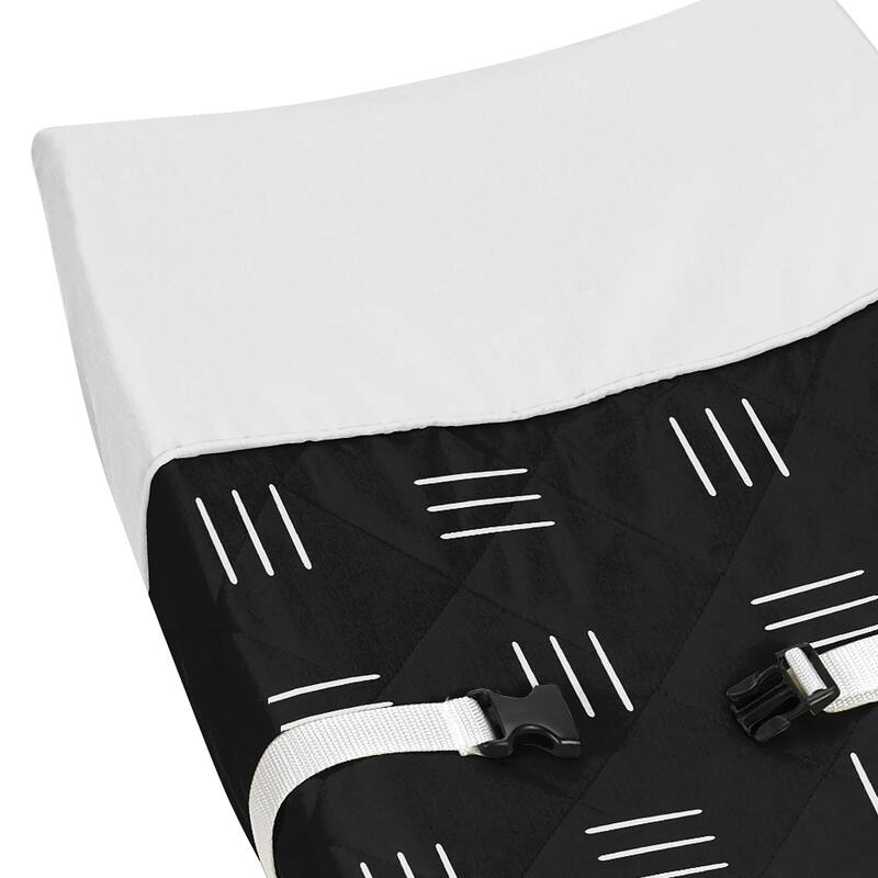 Black and White Boho Mudcloth Baby Changing Pad Cover Bohemian Woodland Tribal Southwest Geometric Mud Cloth Hatch Triple Line