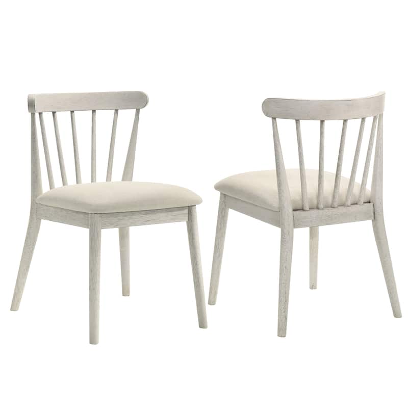 2 Pieces Set Dining Side Chair Rustic Modern Farmhouse Design Retro Design Easy To Assembly - White