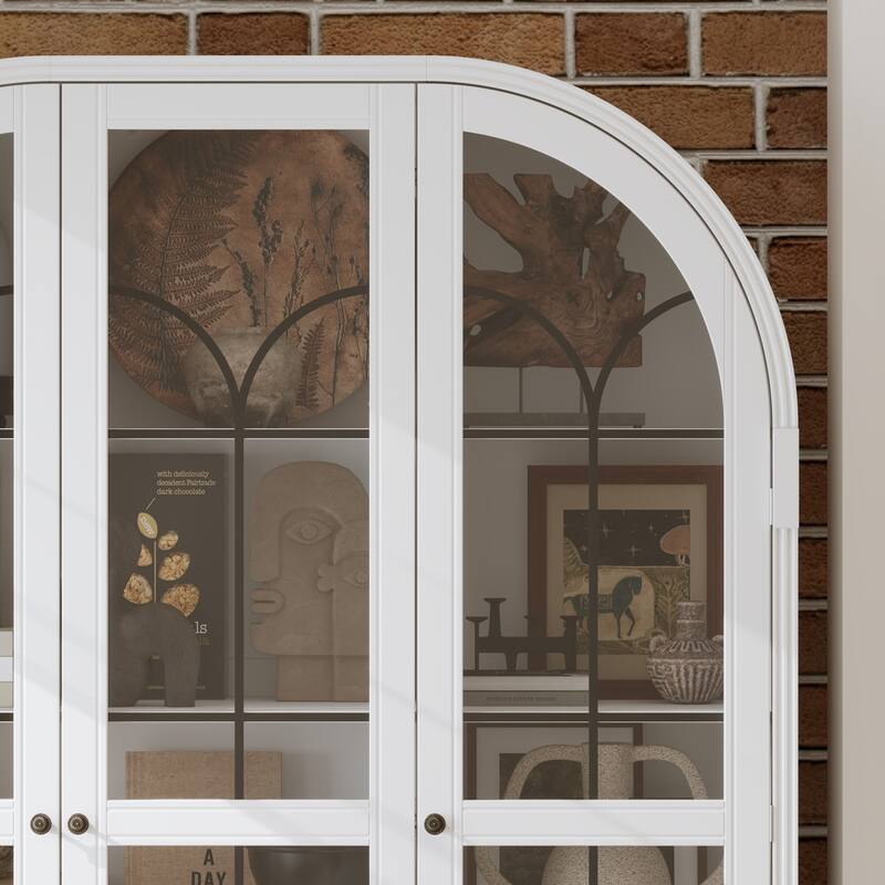 Glass Door Display Cabinet with Storage DrawersBookcase with Wooden Legs