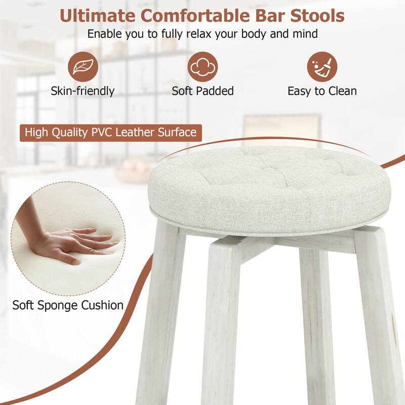 Gymax Set of 4 Swivel Bar Stools 26'' Counter Height Upholstered Seats