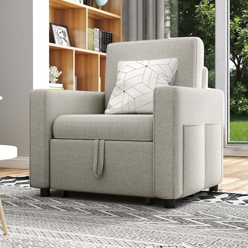 3-in-1 Convertible Sofa Chair Bed with Pull-Out Sleeper and Reclining Lounge for Living Room or Small Space Comfort