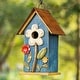 preview thumbnail 7 of 62, Glitzhome 10"H Multicolor Cute Distressed Solid Wood Birdhouse with 3D Flowers