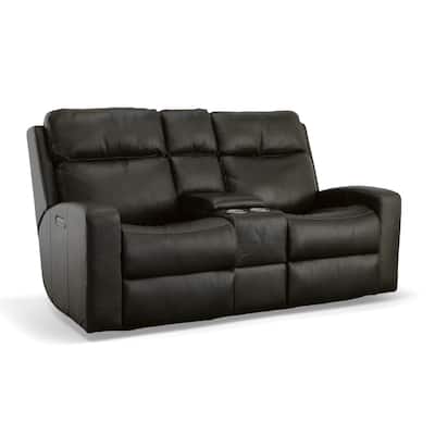 Cody Shadow Power Reclining Loveseat with Console & Power Headrests by Flexsteel - 75" x 41" x 40"