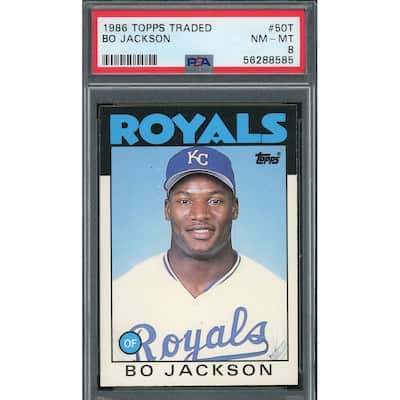 Bo Jackson 1986 Topps Traded Baseball Rookie Card #50T Graded PSA 8 - 8'6" x 11'6"