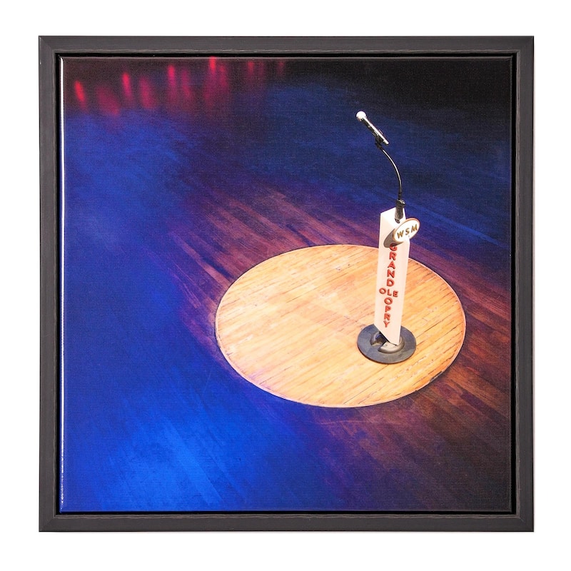 American Art Decor Grand Ole Opry WSM Microphone Stand Lacquered Canvas Print - 12" x 12"