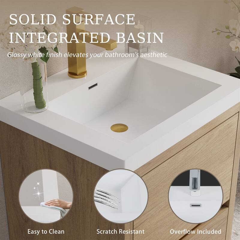24"/30"/36"Wall Mounted Bathroom Vanity w/ Sink and Soft Close Drawers