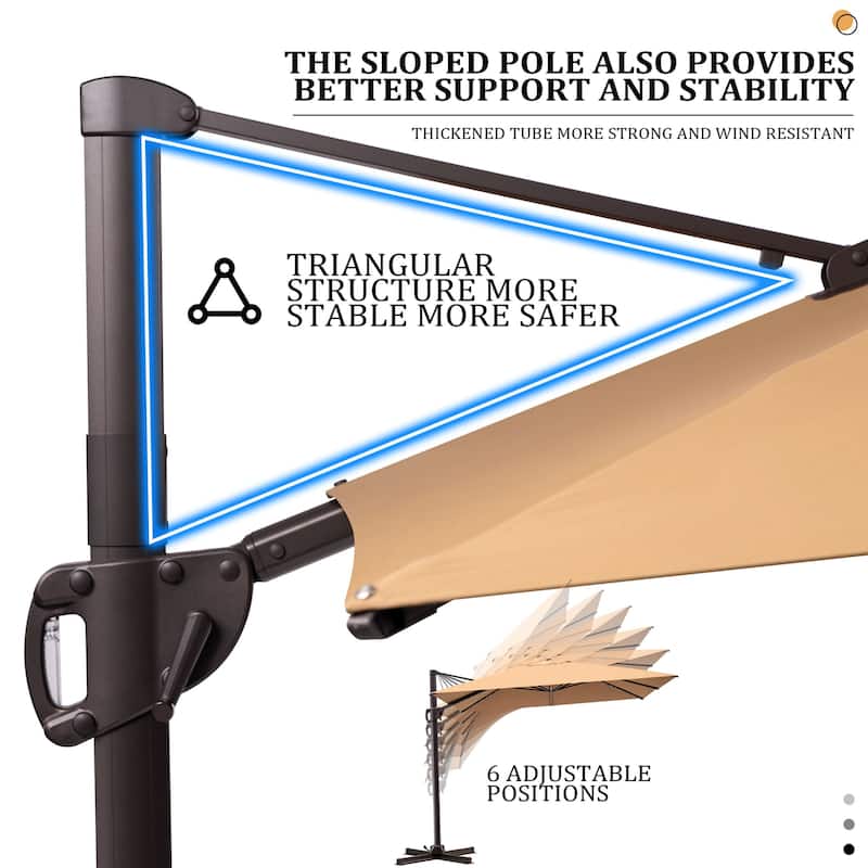 9 FT x 11 FT Outdoor Patio Cantilever-Offset Umbrella with Offset Base