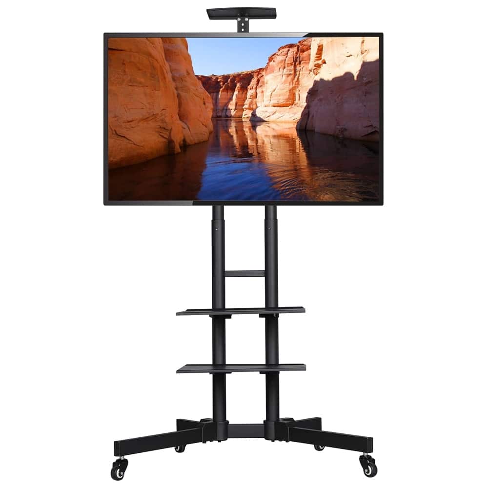 Yaheetech Height Adjustable Rolling TV Stand TV Cart for tvs 32''-75''