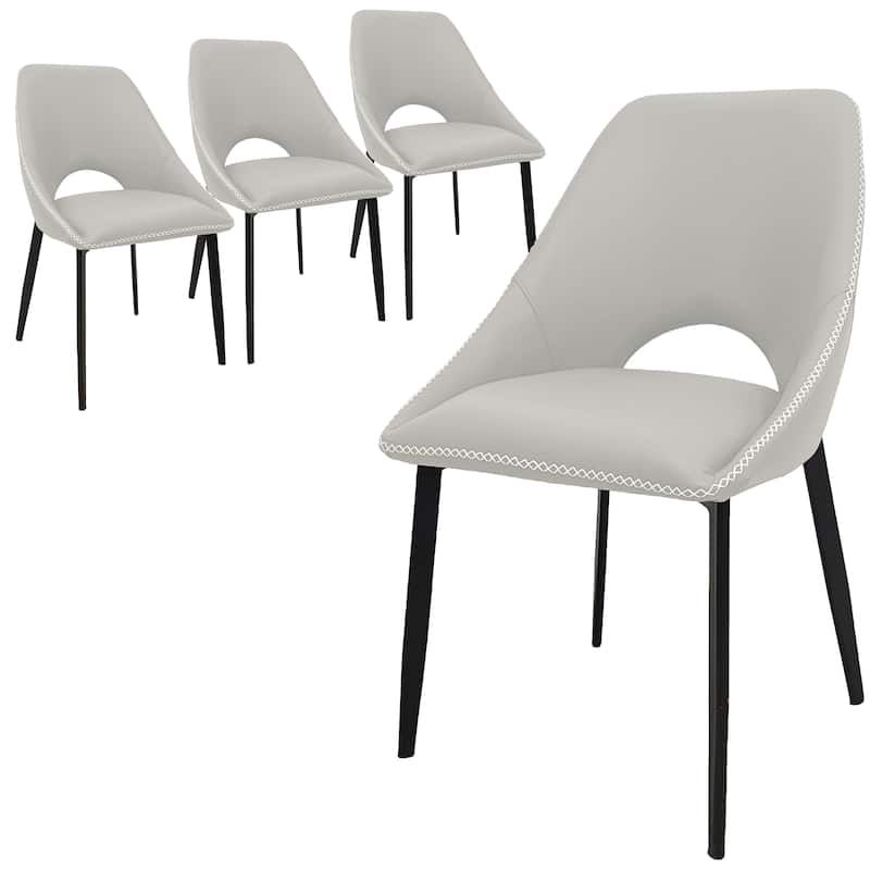 Amalfi Set of 4 Modern Fabric Upholstered Accent Dining Chairs with Curved Open Back and Metal Legs for Home or Apartment - Grey
