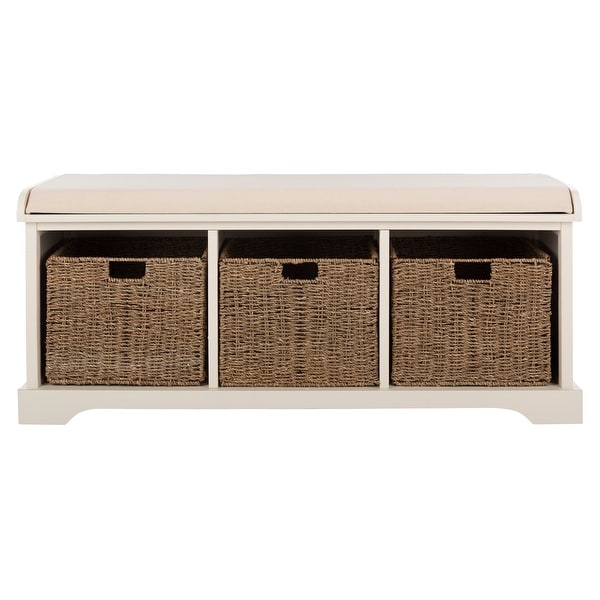 Lonan wicker storage bench deals safavieh