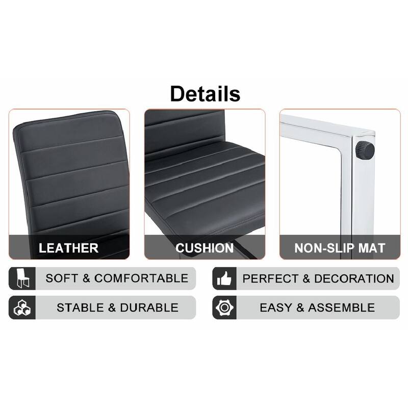 Premium PU Office Dining Chairs with High-Density Foam & Sturdy Iron Legs, Set of 2