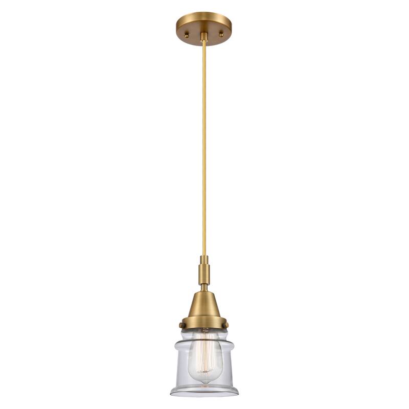 Innovations Lighting Downtown Urban - Caden Canton - 1 Light 5" Cord Hung Mini Pendant - Brushed Brass/Clear Shade
