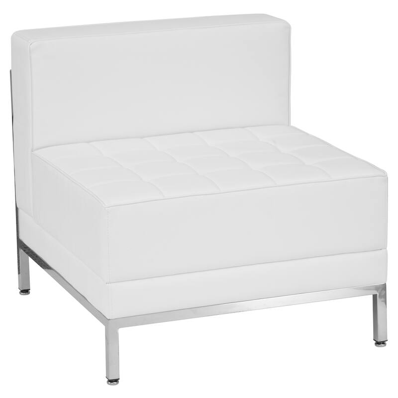 12 Piece White LeatherSoft Modular Sofa, Lounge & Ottoman Set - 27.25"H