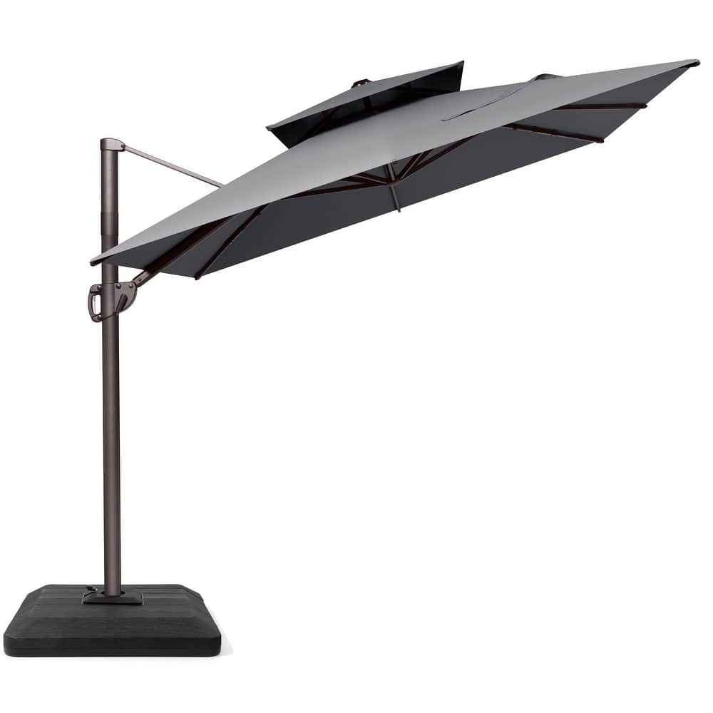 VredHom 9X11FT 360 Degree Rotation Patio Cantilever Umbrella with Base