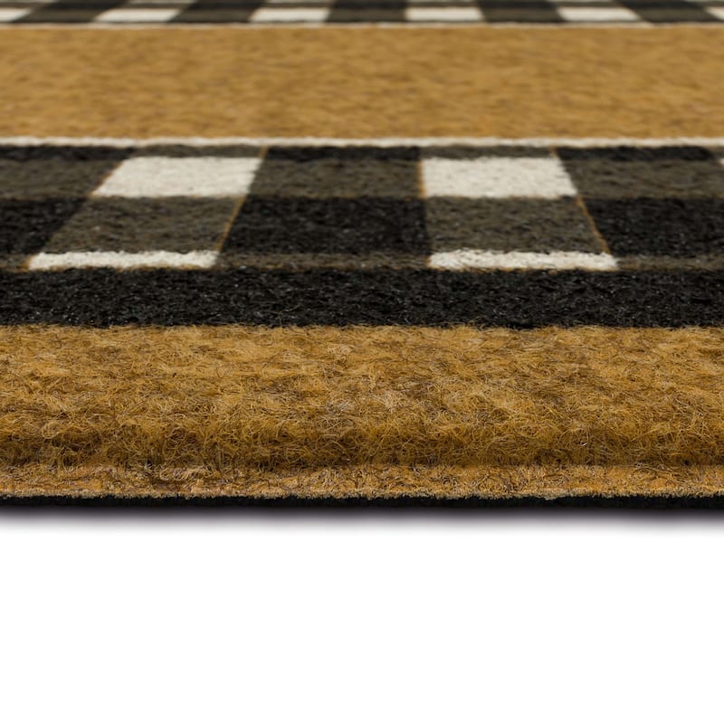 Mohawk Home Fall Check Border Black/White 1' 6" X 2' 6" Door Mat