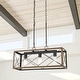preview thumbnail 13 of 48, Acroma 3 - Light Linear Modern Farmhouse Rectangle Chandelier - N/A Pinewood & Aged Zinc