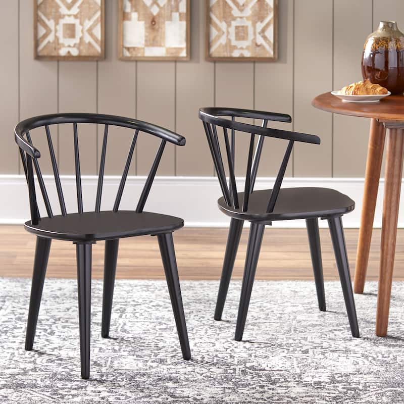 Simple Living Florence Solid Wood Spindle Dining Chairs (Set of 2) - Black