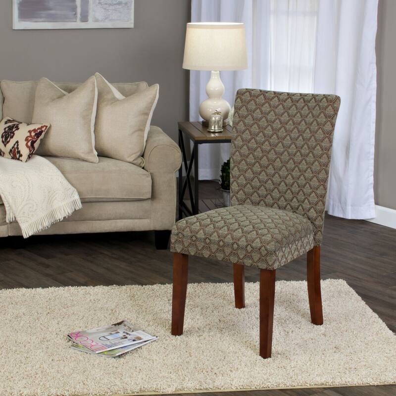 HomePop Modern Parson Blue/ Chocolate Damask Diamo - N/A