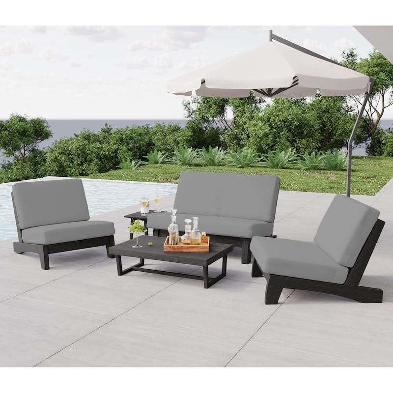 Outdoor Chair Solid Wood Furniture Patio Loveseat Sets with Cushion