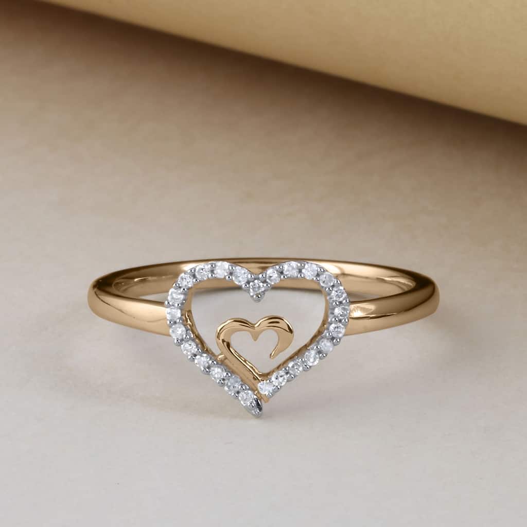 10k Gold 1/20ct TDW Diamond Heart Promise Fashion Ring for Women