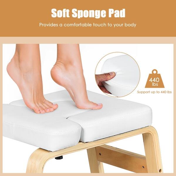 Shop Costway Yoga Headstand Bench Wood Stand W Pvc Pads For Family Gym See Details Overstock 29786375