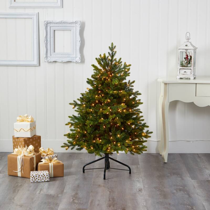 4’ Pre-Lit North Carolina Artificial Christmas Tree, Clear LED Lights - 4 Foot
