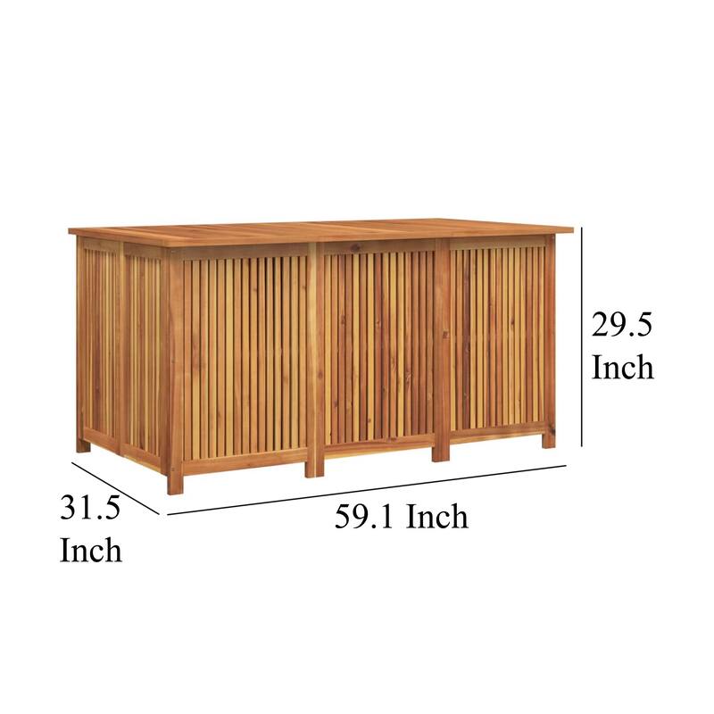 Outdoor Storage Box, Waterproof PE Bag, 59 Inch Brown Acacia Wood