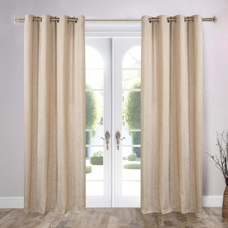 Superior Noor Semi-Blackout Chenille Grommet Curtains, Set of 2 Panels - 52" x96" - Beige