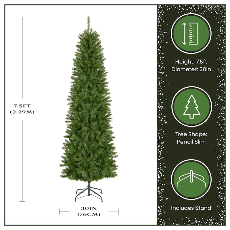 National Tree Company 7.5 ft. Kingswood Fir Pencil Slim Christmas Tree - 7.5 Foot