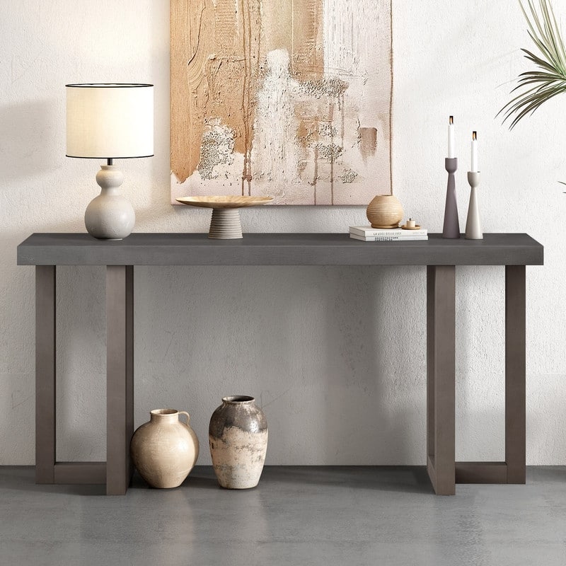 63" Long Console Table with Solid Pine Legs for Entryway Hallway Living Room or Bedroom Use