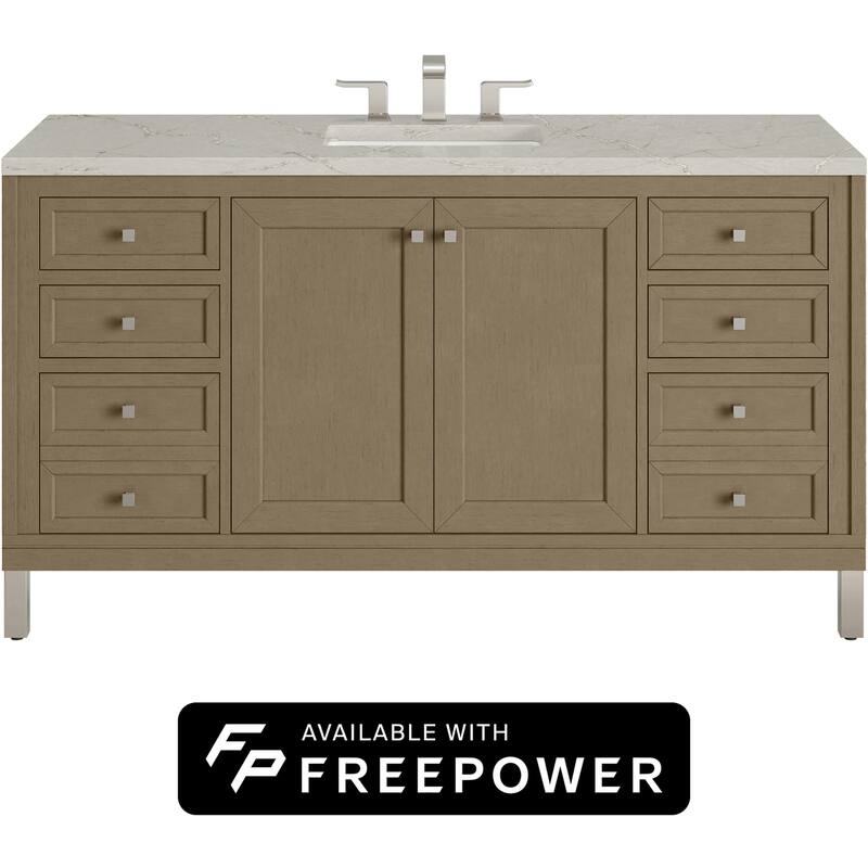 James Martin Vanities 503-V60S-FVSL Chicago 60" Free Standing Single - Walnut Whisper