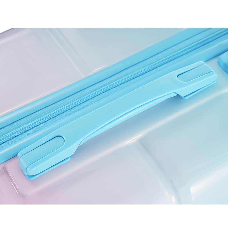 3-Piece, 20-Inch Modern Hard Shell Luggage with USB Port and Spinner Wheels, for Boarding Travel, Blue+Pink