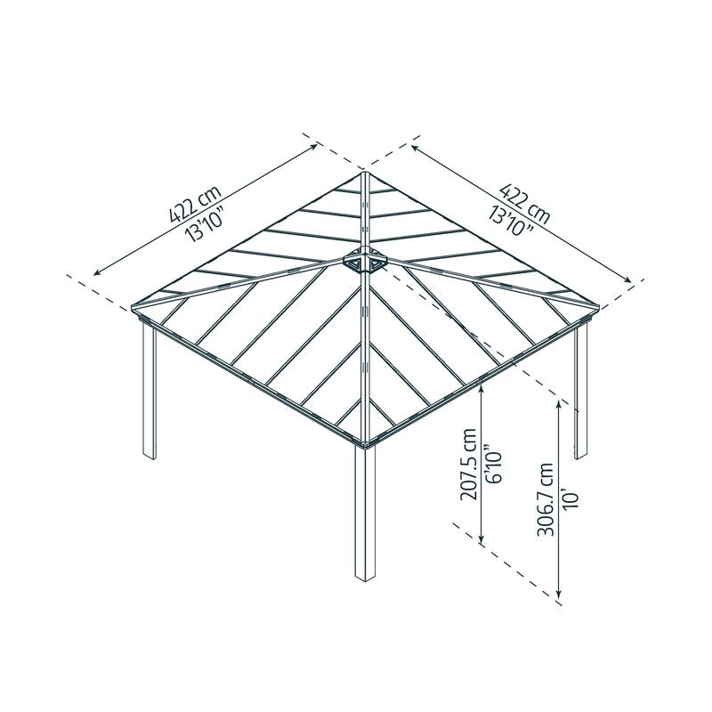 Dallas 14 ft.Gray/Gray Opaque Outdoor Gazebo with Insulating and Sleek Roof Design