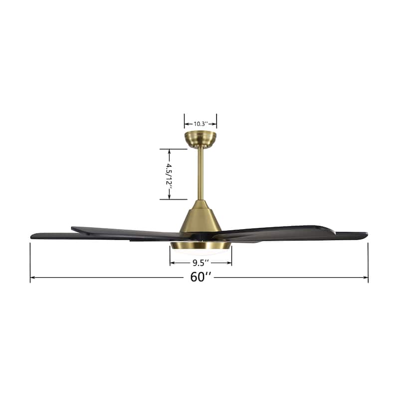 MLiAN Wood Blade LED Ceiling Fan Remote Control 6-Speed DC - 60''