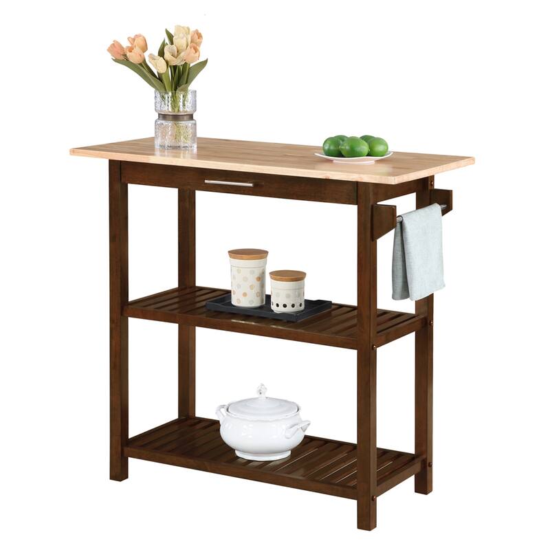 Designs2Go 3 Tier Butcher Block Kitchen Prep Island with Drawer