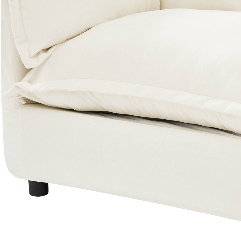 Chenille Modern Armchair Sofa with Movable Ottoman, Wide Seat, Curved Armrests, and Removable Cushions