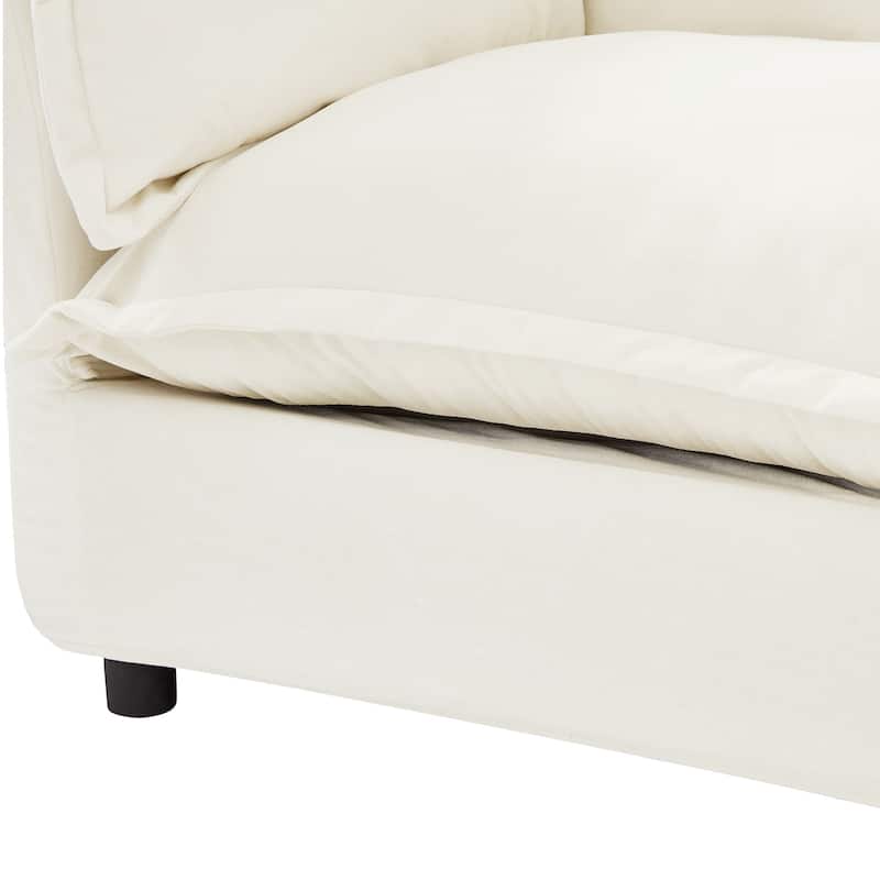 Roomfitters Upholstered Armchair with Ottoman, Wide Seat and Curved Armrests for Living Room or Bedroom