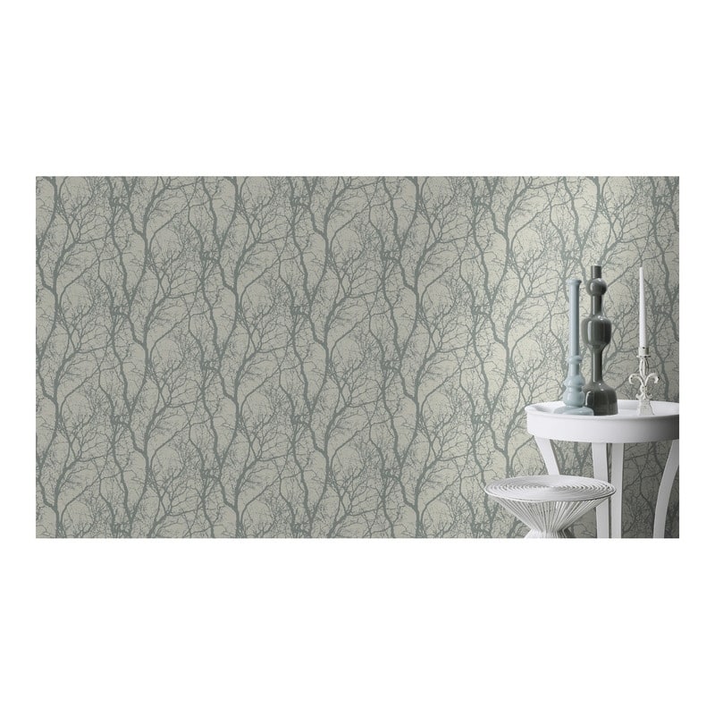 Rasch Wiwen Grey Tree Wallpaper - 20.5 x 396 x 0.025